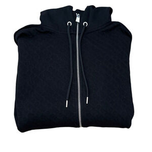 Hugo Boss Cotton zip-up hoodie with monogram jacquard Black Size Large New